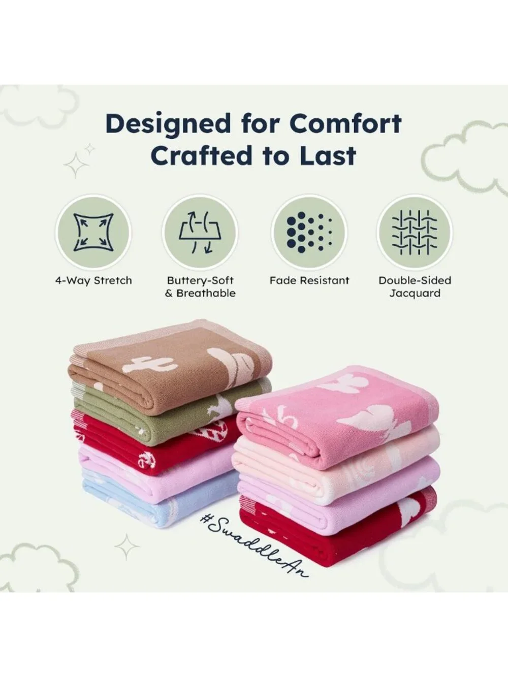 Cactus Jacquard Baby Blanket 30